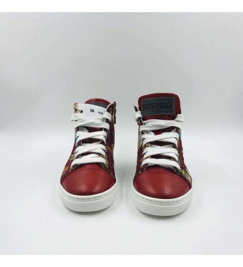 Handmade shoes Red Owl Gobelin and Red Leather